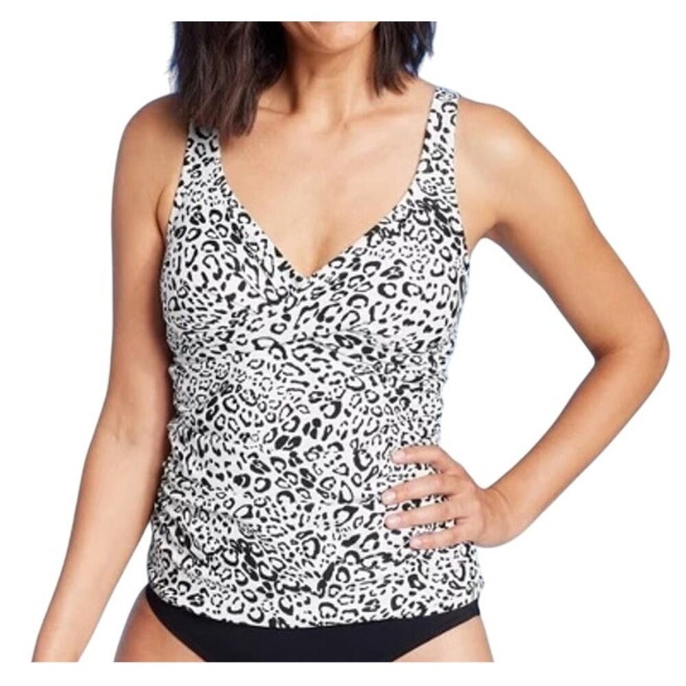 Women's Twist-front Tankini Leopard Print Top